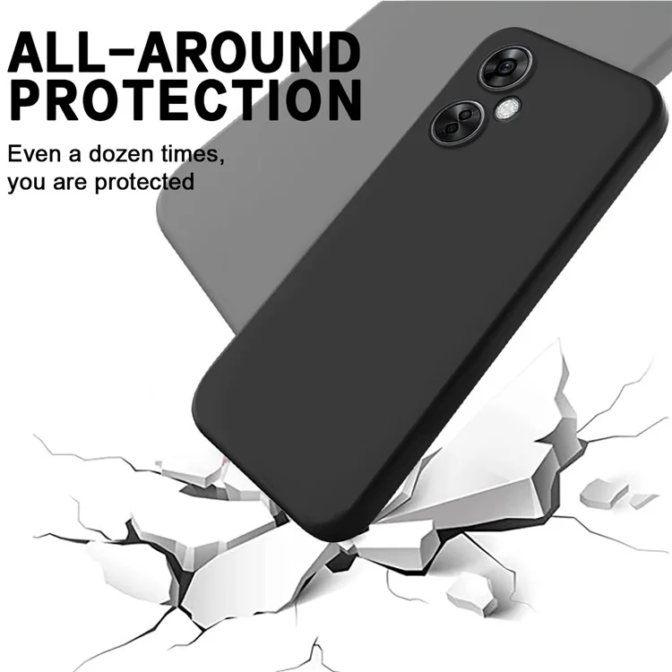For Oppo K11x 5G Liquid Silicone Anti-drop Phone Case Soft Lining Back Cover with Strap - Black