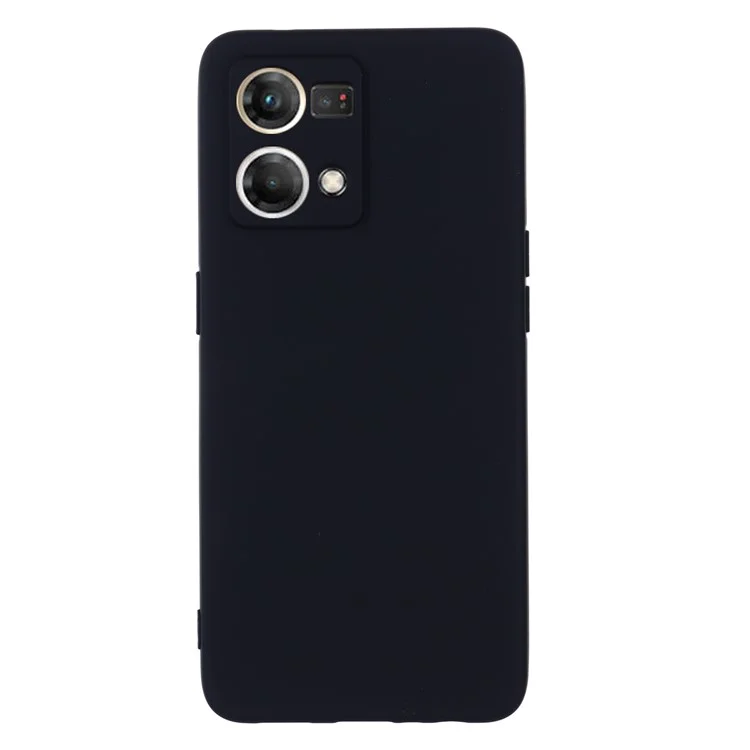 Für Oppo Reno8 4G Liquid Silicone Handyhülle, weiche Fütterung, stoßfeste Hülle mit Gurt - Schwarz