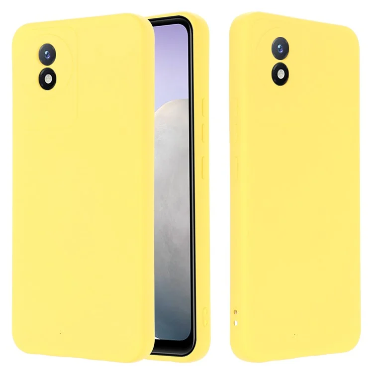Para vivo Y11 (2023) / Y02A 4G Funda para teléfono Forro suave Silicona líquida Cubierta antideslizante con correa - Amarillo