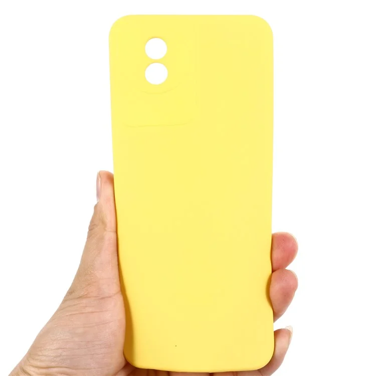 Para vivo Y11 (2023) / Y02A 4G Funda para teléfono Forro suave Silicona líquida Cubierta antideslizante con correa - Amarillo