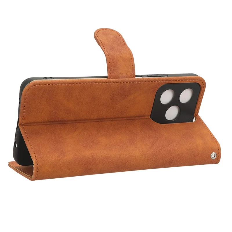 Leather Phone Case for Realme C53 (Global) / C53 (India) / C51 , Flip Stand Wallet Skin-touch Protective Cover - Brown