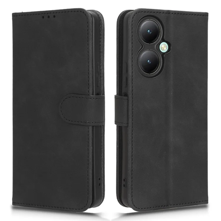Для vivo Y35+ 5G PU Leather Wallet Case Skin-touch Anti-drop Phone Cover with Stand - Black