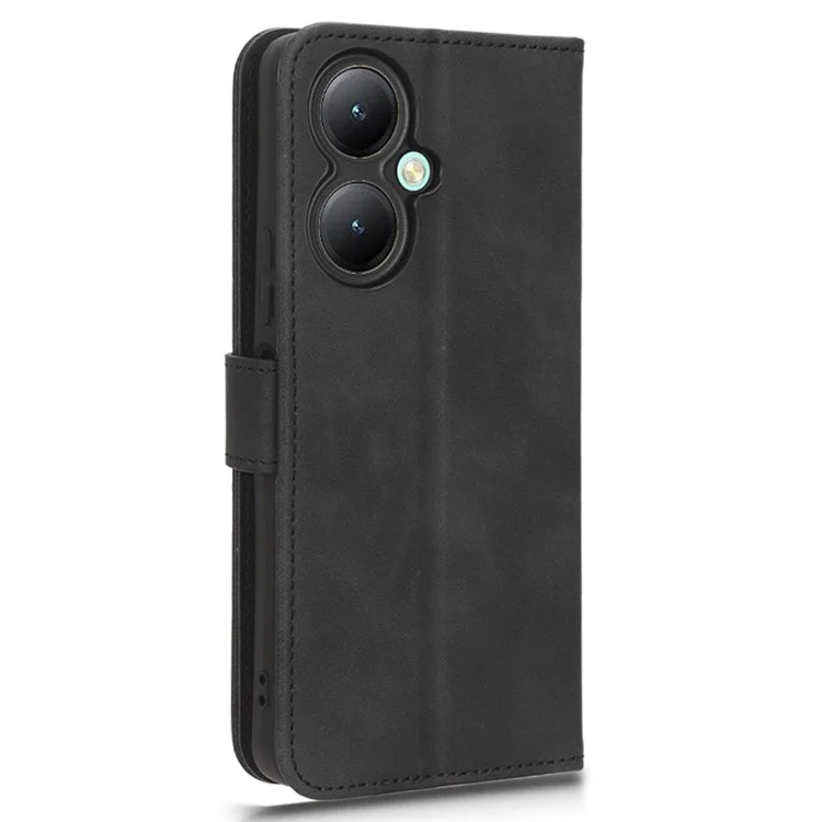 Для vivo Y35+ 5G PU Leather Wallet Case Skin-touch Anti-drop Phone Cover with Stand - Black