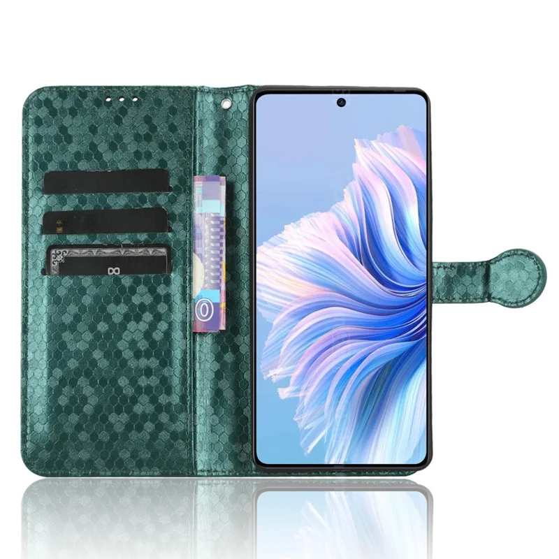 For TECNO Camon 20 Premier 5G PU Leather Wallet Case Dot Imprinted Phone Cover with Stand - Green