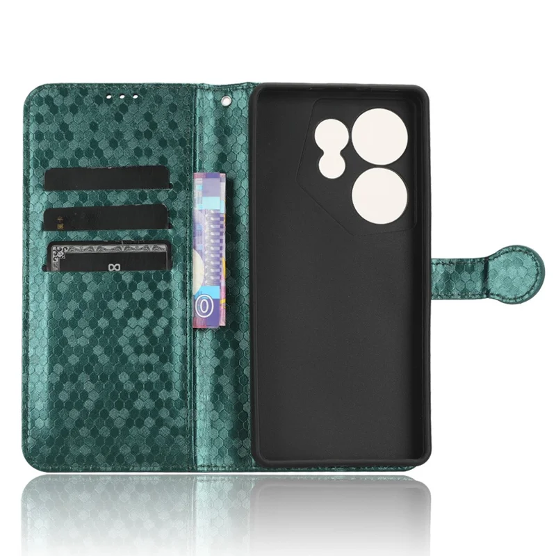 For TECNO Camon 20 Premier 5G PU Leather Wallet Case Dot Imprinted Phone Cover with Stand - Green