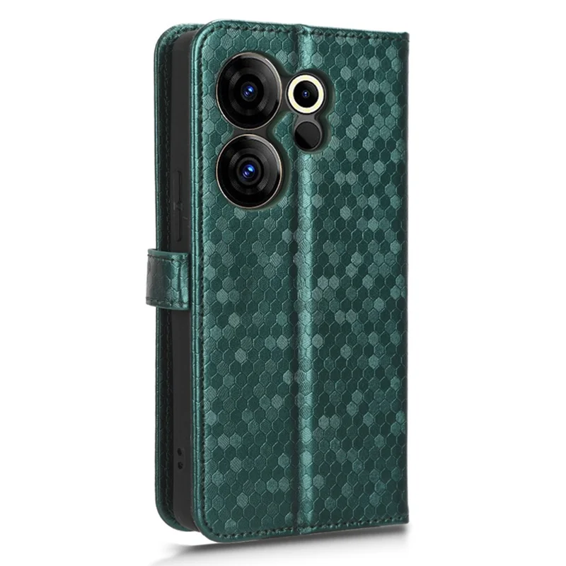 For TECNO Camon 20 Premier 5G PU Leather Wallet Case Dot Imprinted Phone Cover with Stand - Green