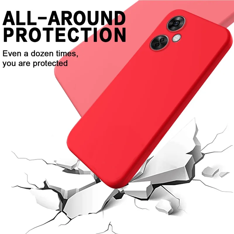 For OnePlus Nord N30 5G / CE 3 Lite 5G Protection Case Soft Lining Liquid Silicone Phone Cover with Strap - Red