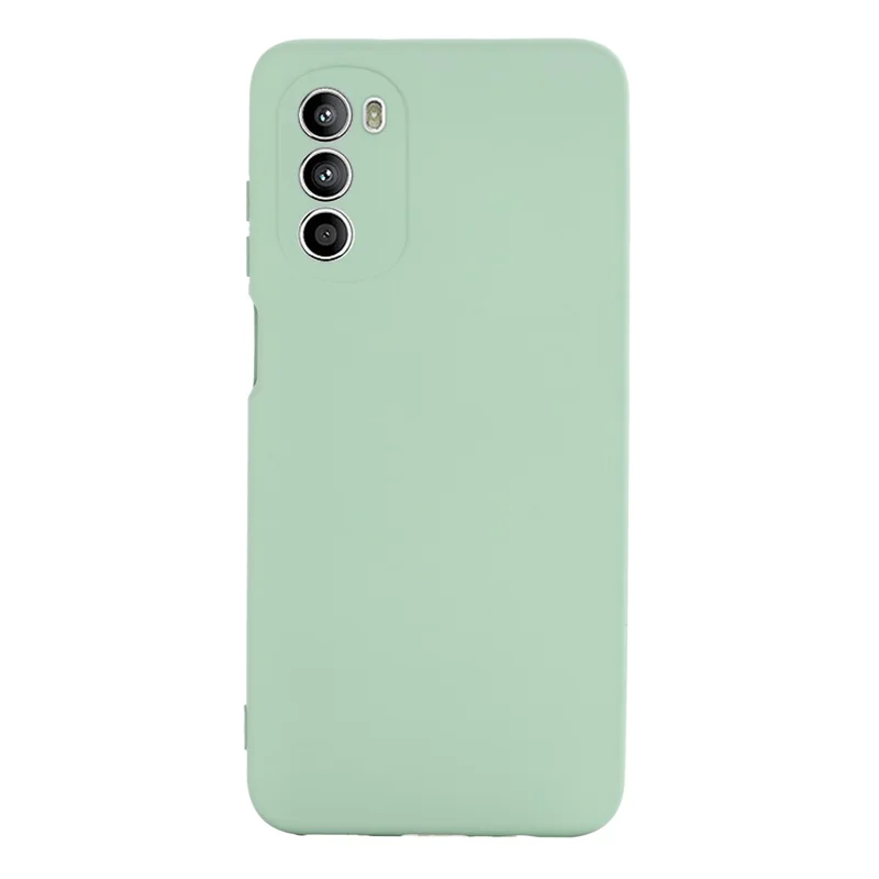 Phone Case for Motorola Moto G71s 5G , Liquid Silicone Soft Lining Anti-scratch Cover with Strap - Green