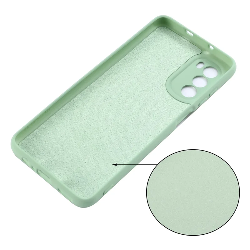 Phone Case for Motorola Moto G71s 5G , Liquid Silicone Soft Lining Anti-scratch Cover with Strap - Green