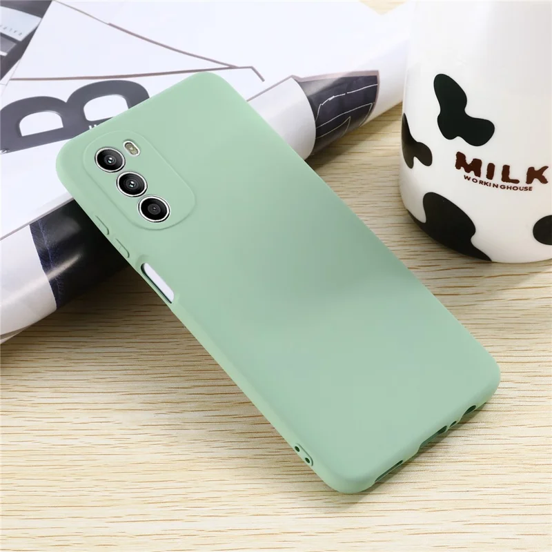 Phone Case for Motorola Moto G71s 5G , Liquid Silicone Soft Lining Anti-scratch Cover with Strap - Green