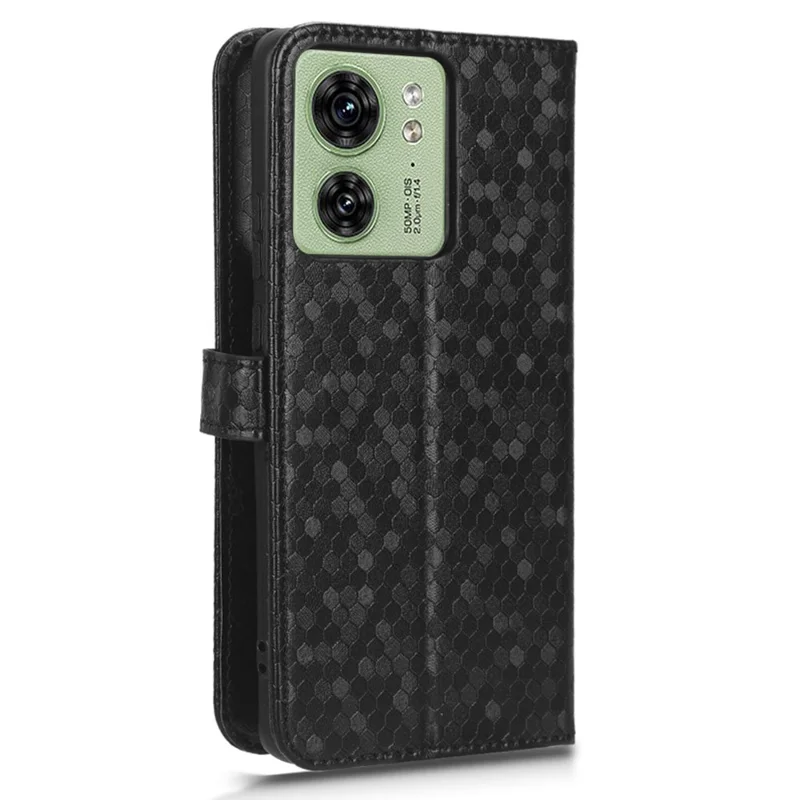 Étui pour téléphone pour Motorola Edge 40 5G, portefeuille en cuir PU avec support, couverture à motif de points - Noir