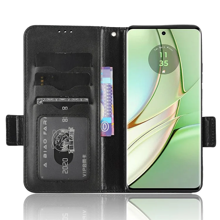 Étui pour téléphone pour Motorola Edge 40 5G Imprinted Triangle PU Leather Stand Wallet Case - Noir