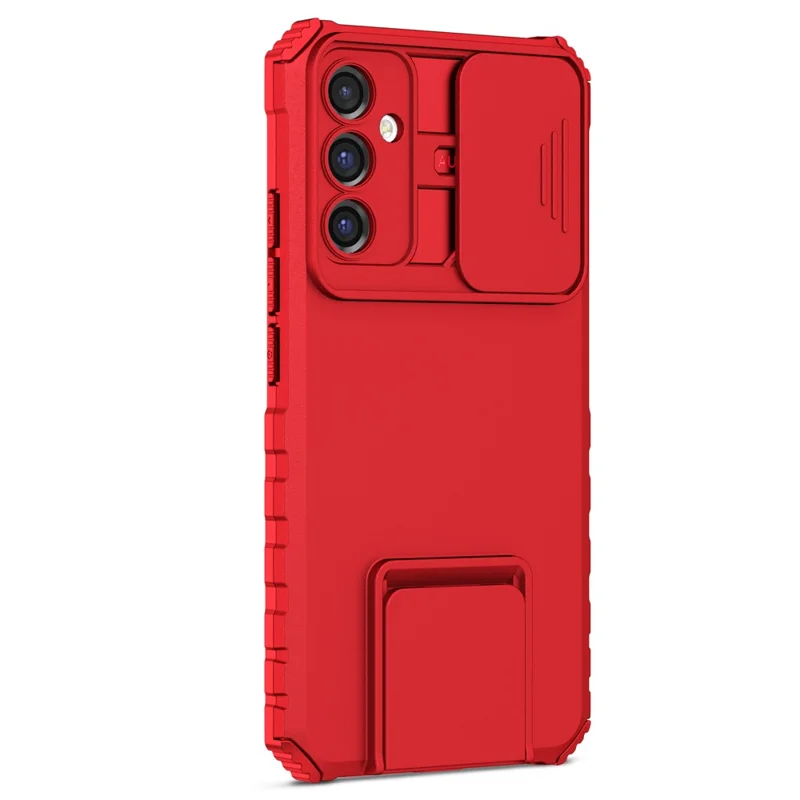 For Samsung Galaxy A34 5G Kickstand Phone Case PC + TPU Phone Protector with Slide Camera Cover - Red