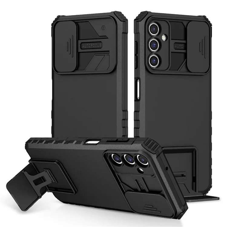 Per Samsung Galaxy A14 5G / A14 4G Kickstand Phone Case Slide Camera Protection PC + TPU Cover - Nero