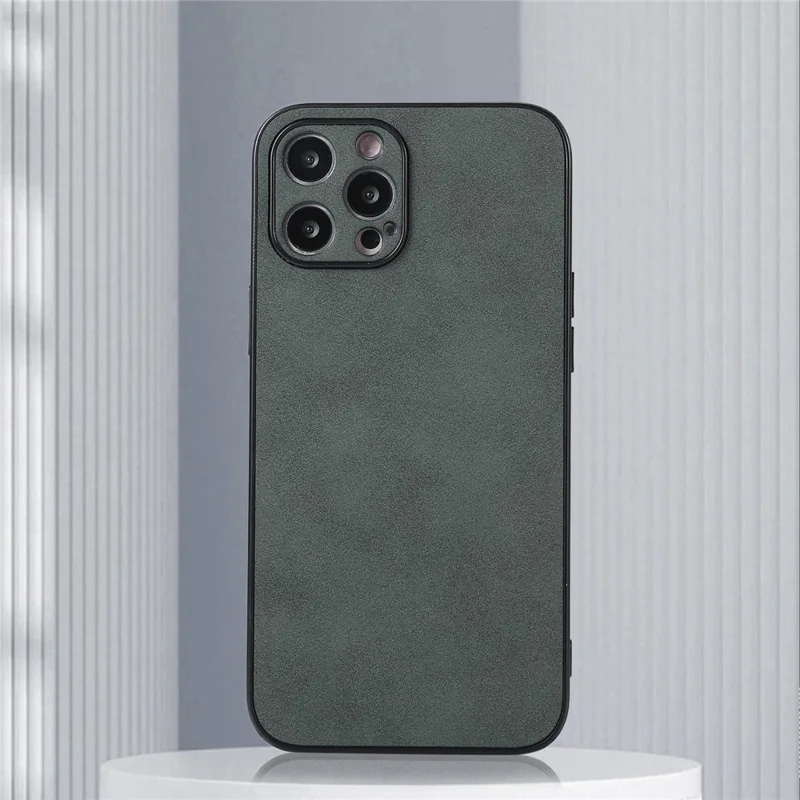 For iPhone 13 Pro 6.1 inch Shockproof Phone Cover PU Leather Coated TPU Case - Green