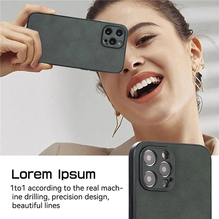 For iPhone 13 Pro 6.1 inch Shockproof Phone Cover PU Leather Coated TPU Case - Green