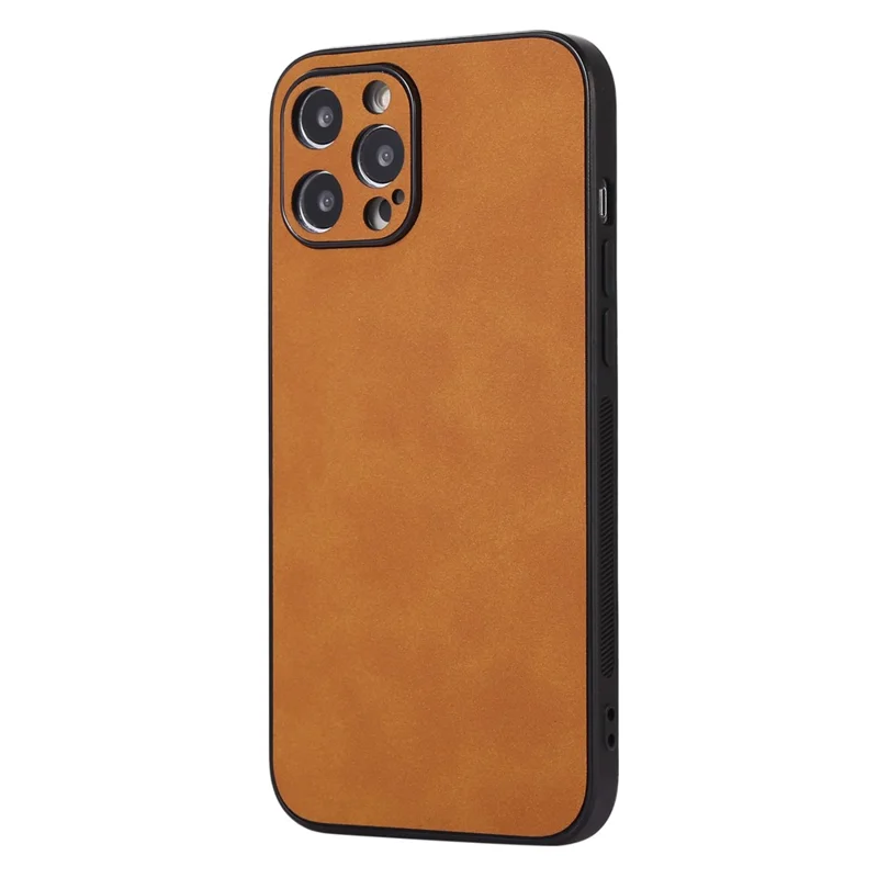 For iPhone 13 Pro 6.1 inch Shockproof Phone Cover PU Leather Coated TPU Case - Brown