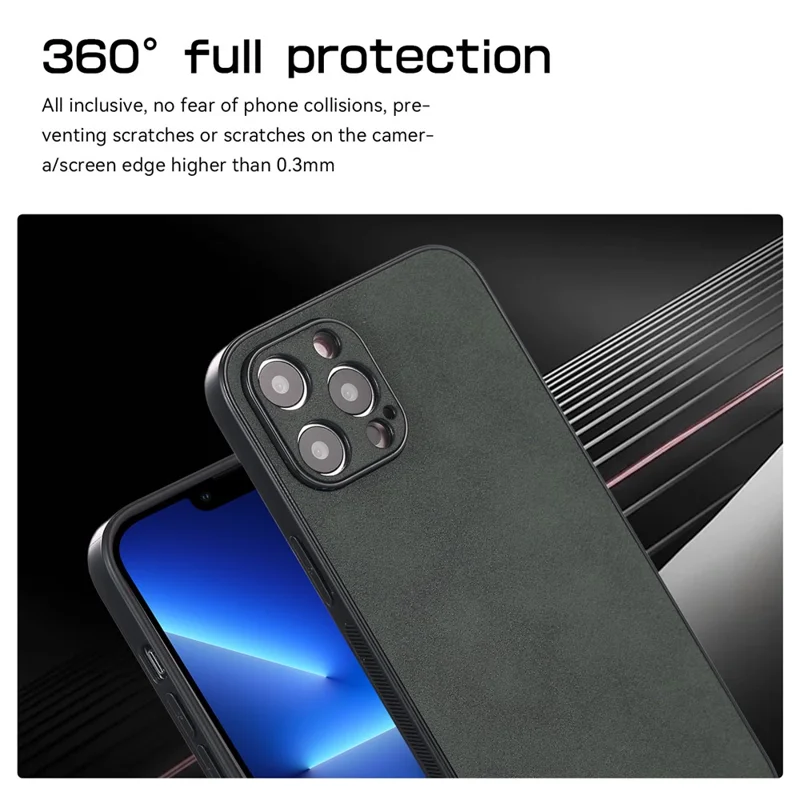For iPhone 13 Pro 6.1 inch Shockproof Phone Cover PU Leather Coated TPU Case - Brown