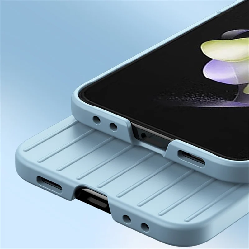 For Samsung Galaxy Z Flip5 5G Shockproof Case Striped Design Phone Case Anti-Fall Hard PC Cover - Silver