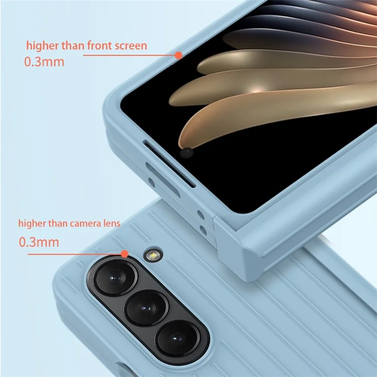 Capa de Telefone Anti-Queda para Samsung Galaxy Z Fold 5G, Capa Rígida de PC com Design Listrado, Capa de Telefone à Prova de Choques - Preto
