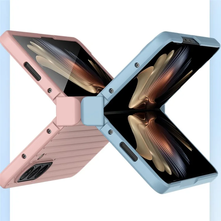 Capa de Telefone Anti-Queda para Samsung Galaxy Z Fold 5G, Capa Rígida de PC com Design Listrado, Capa de Telefone à Prova de Choques - Preto