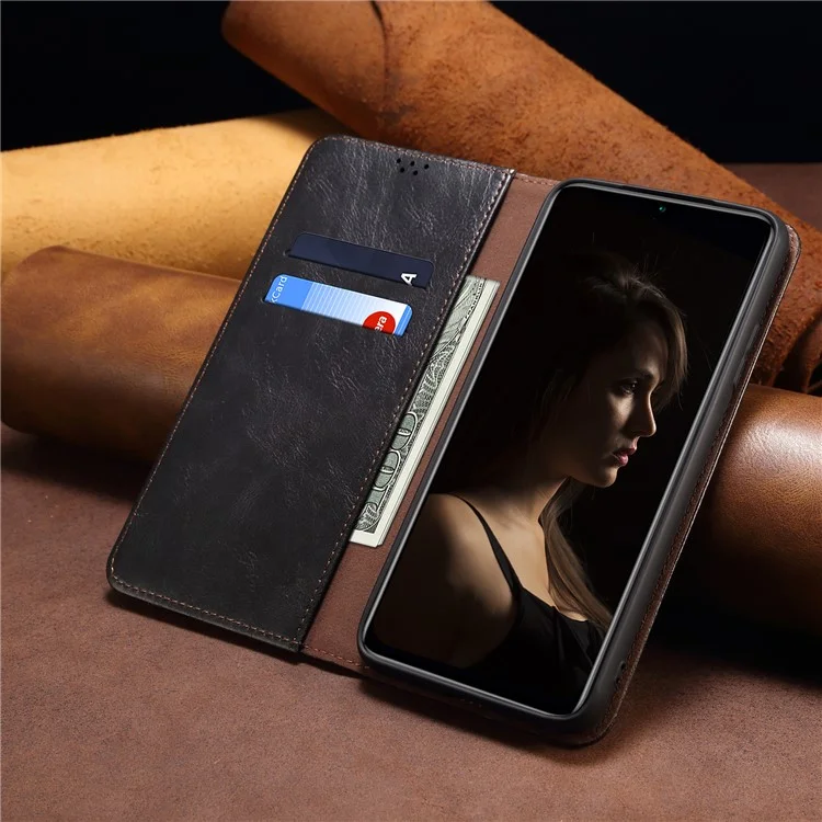 Для Xiaomi 13 Lite / Civi 2 5G PU кожаный чехол-бумажник для телефона, текстура «Crazy Horse», откидная подставка - черный
