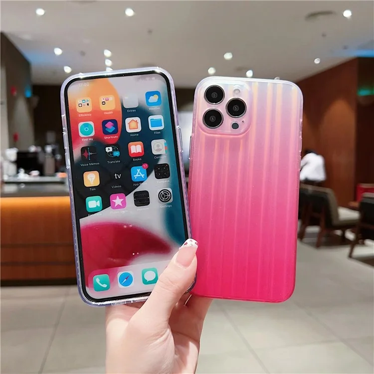 For iPhone 14 Pro Laser IMD Design Mobile Phone Cover Suitcase-Shaped Acrylic+TPU Phone Case Shell - Grey