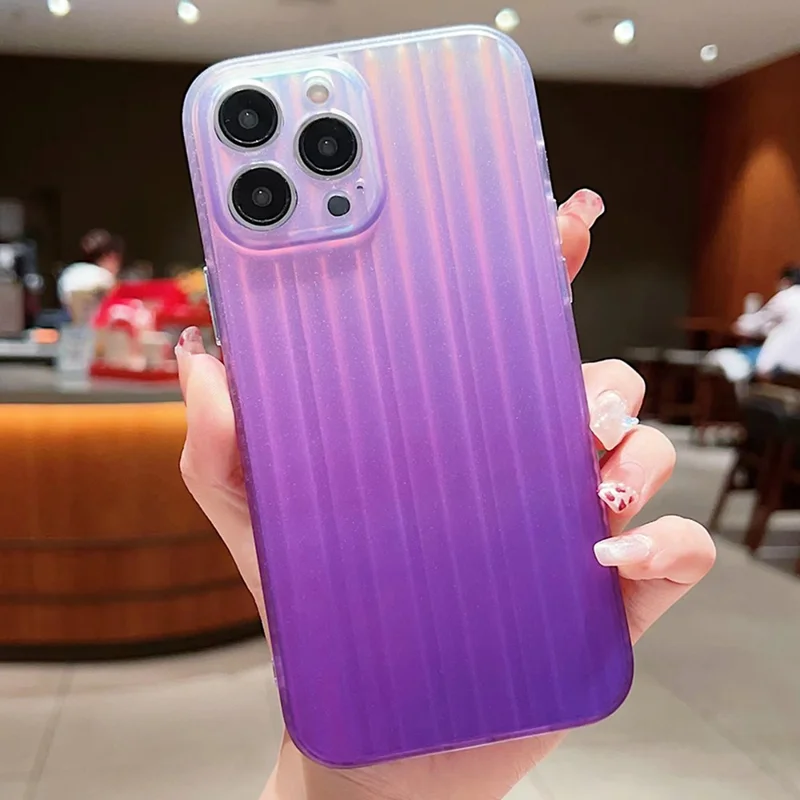 For iPhone 14 Pro Laser IMD Design Mobile Phone Cover Suitcase-Shaped Acrylic+TPU Phone Case Shell - Purple