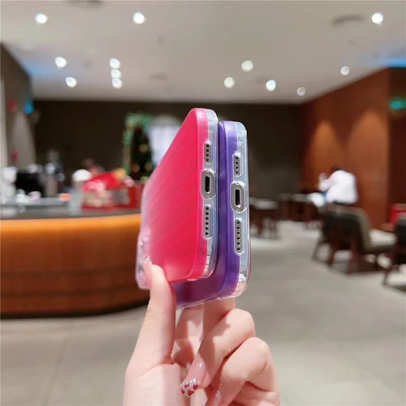 For iPhone 14 Pro Laser IMD Design Mobile Phone Cover Suitcase-Shaped Acrylic+TPU Phone Case Shell - Purple