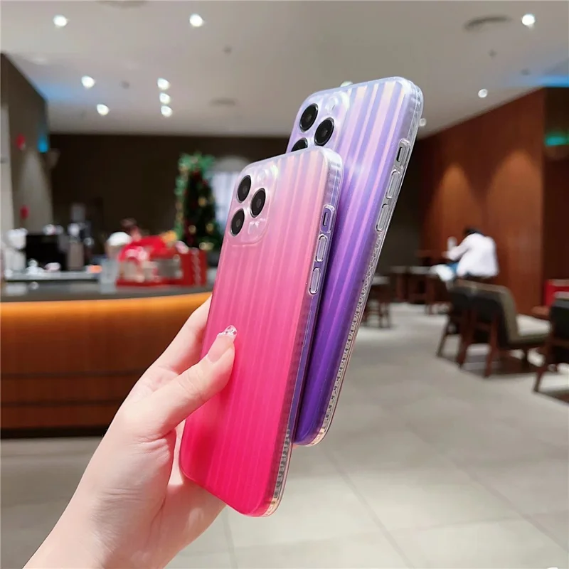 For iPhone 14 Pro Laser IMD Design Mobile Phone Cover Suitcase-Shaped Acrylic+TPU Phone Case Shell - Purple