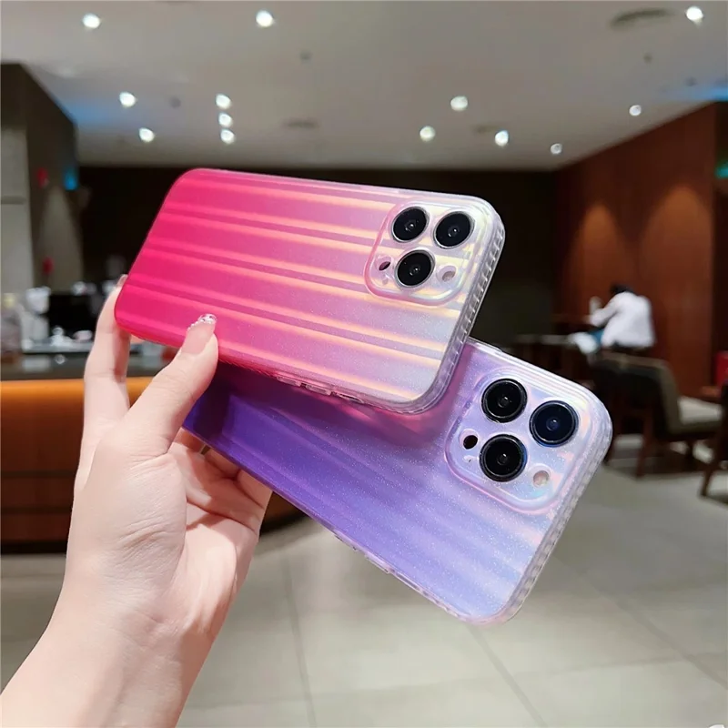 For iPhone 14 Pro Laser IMD Design Mobile Phone Cover Suitcase-Shaped Acrylic+TPU Phone Case Shell - Purple