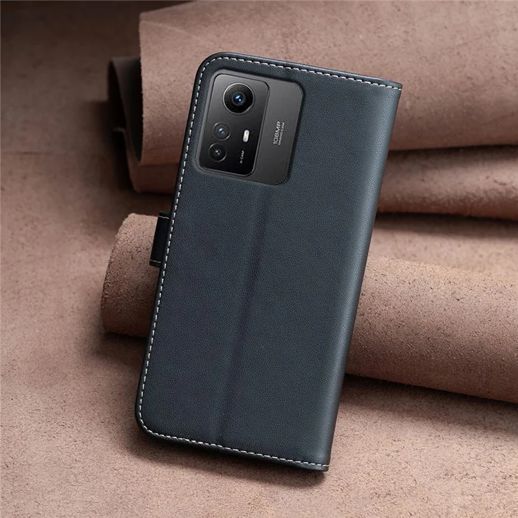 BINFEN COLOR BF17 pour Xiaomi Redmi Note 12S 4G Étui de téléphone portable Support Étui en cuir PU Coque Portefeuille - Noir