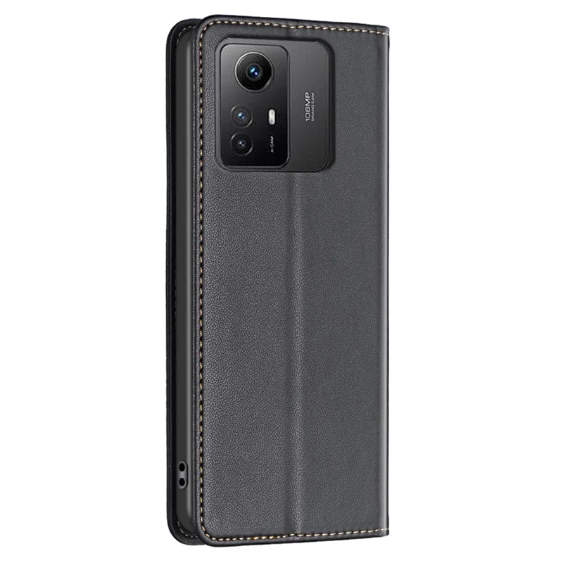 BINFEN COLOR BF18 Protective Case for Xiaomi Redmi Note 12S 4G Phone Shell Leather Cover with Card Holder - Black