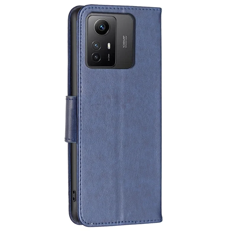 For Xiaomi Redmi Note 12S 4G Stand Wallet Phone Case Butterfly Imprinted Leather Flip Cover with Strap - Blue
