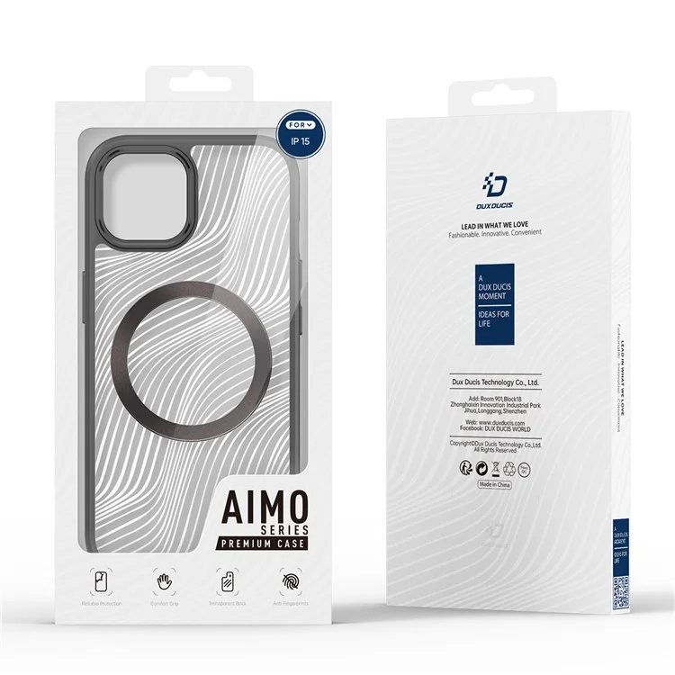 DUX DUCIS Aimo Series for iPhone 15 Plus Magnetic Phone Cover TPU+PC Matte Case (REACH Certification) - Black