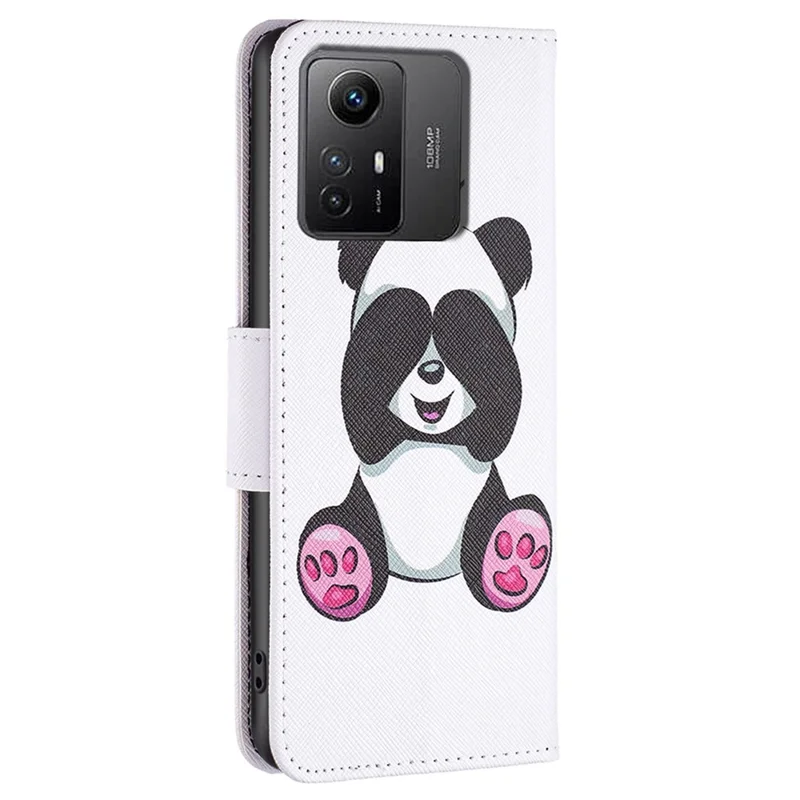 For Xiaomi Redmi Note 12S 4G Pattern Printing Phone Case PU Leather Stand Wallet Flip Cover - Panda