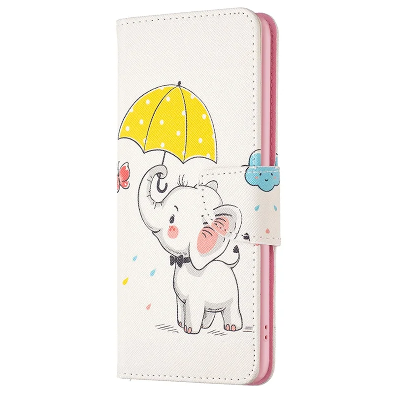 For Xiaomi Redmi Note 12S 4G Pattern Printing Phone Case PU Leather Stand Wallet Flip Cover - Umbrella and Elephant