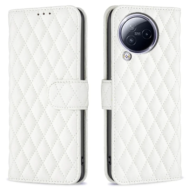 BINFEN COLOR BF Style-14 for Xiaomi Civi 3 5G Cell Phone Case Wallet Imprinted Leather Stand Cover - White