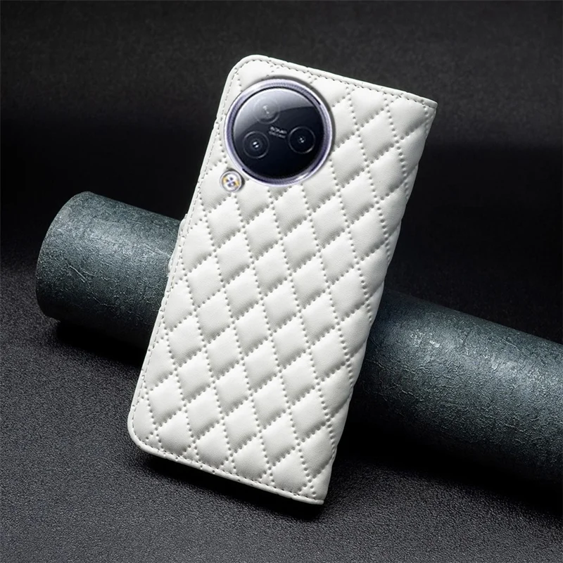 BINFEN COLOR BF Style-14 for Xiaomi Civi 3 5G Cell Phone Case Wallet Imprinted Leather Stand Cover - White
