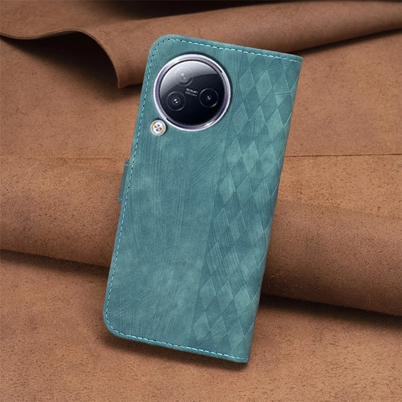 Geprägtes Rhombus-Handy-Case für Xiaomi Civi 3 5G, Standfuß-Brieftasche aus PU-Leder Handyhülle - Grün