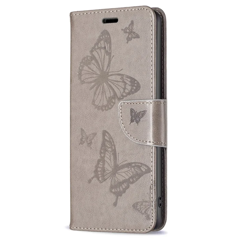 Für Xiaomi Civi 3 5G Wallet-Handyhülle mit Schmetterlingsmuster, Lederklappcover mit Riemen - Grau