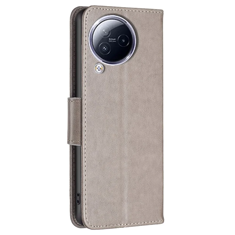 Für Xiaomi Civi 3 5G Wallet-Handyhülle mit Schmetterlingsmuster, Lederklappcover mit Riemen - Grau