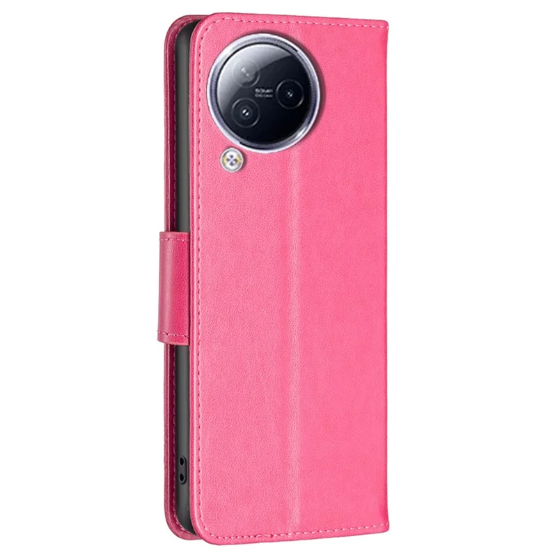 Для Xiaomi Civi 3 5G Кошелек Чехол Для Телефона Бабочка с Тиснением Кожаный Флип-Чехол со Ремешком - Розовый