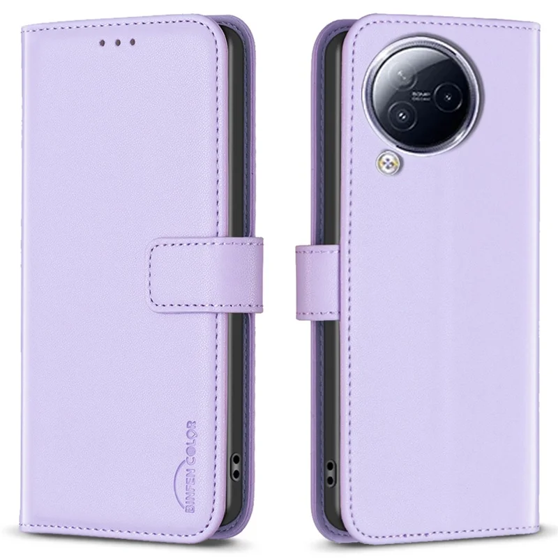 BINFEN COLOR BF17 Para Xiaomi Civi 3 5G Funda de Teléfono Antihuellas Soporte TPU+PU Piel Cartera - Morado