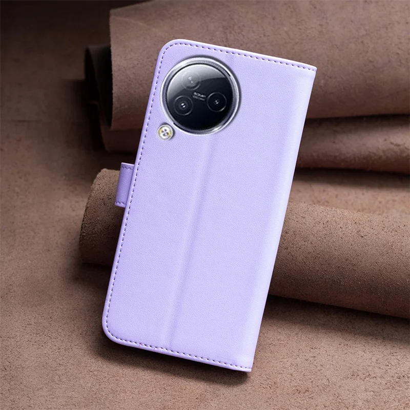 BINFEN COLOR BF17 Para Xiaomi Civi 3 5G Funda de Teléfono Antihuellas Soporte TPU+PU Piel Cartera - Morado
