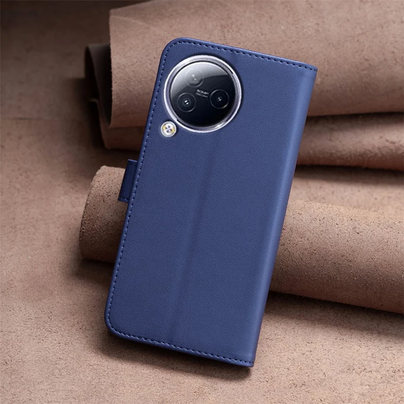 BINFEN COLOR BF17 Für Xiaomi Civi 3 5G Anti-Fingerabdruck-Telefonhülle Ständer TPU+PU-Leder Brieftasche - Blau