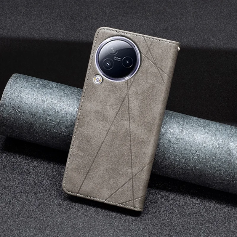 Para Xiaomi Civi 3 5G Capa de Telefone Celular Suporte Carteira de Couro - Cinza