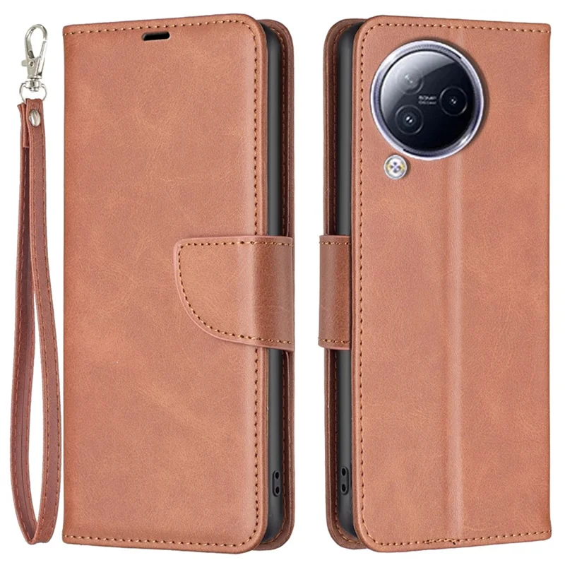 For Xiaomi Civi 3 5G Textured Stand Phone Case Solid Color Wallet PU Leather + Inner TPU Phone Cover - Brown