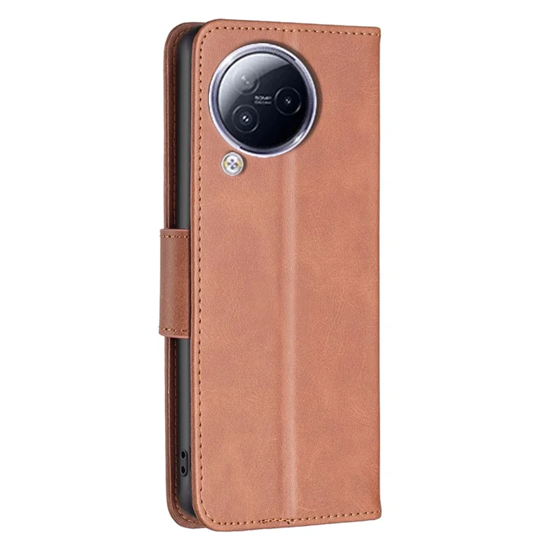 For Xiaomi Civi 3 5G Textured Stand Phone Case Solid Color Wallet PU Leather + Inner TPU Phone Cover - Brown