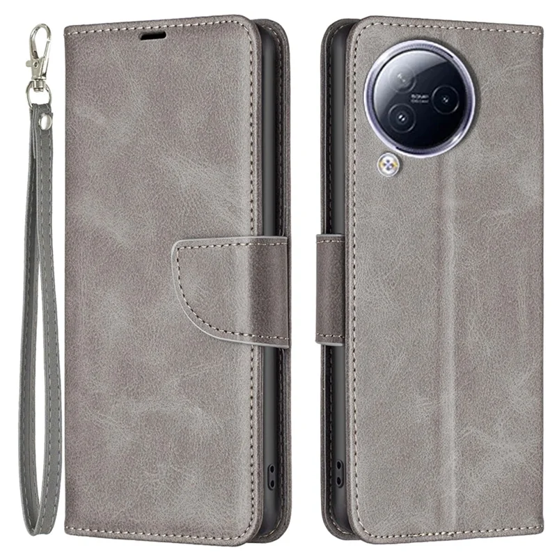 For Xiaomi Civi 3 5G Textured Stand Phone Case Solid Color Wallet PU Leather + Inner TPU Phone Cover - Grey